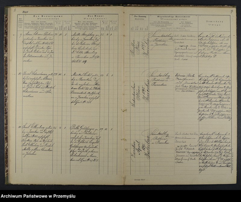 image.from.unit.number "Trauungsbuch des Isr.[aelitischen] Matriken-Bezirkes Jaroslau 1895"