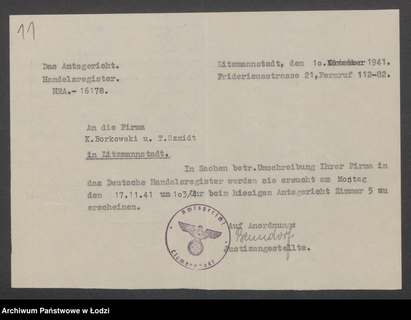 Obraz 13 z jednostki "K. Borkowski i T. Schmidt – kupno i sprzedaż towarów elektrotechnicznych i technicznych"