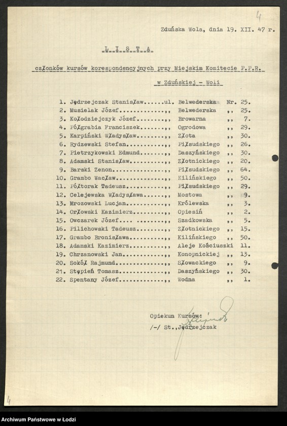 Obraz 5 z jednostki "Wykazy uczestników kursów korespondencyjnych [i dokształcających]"