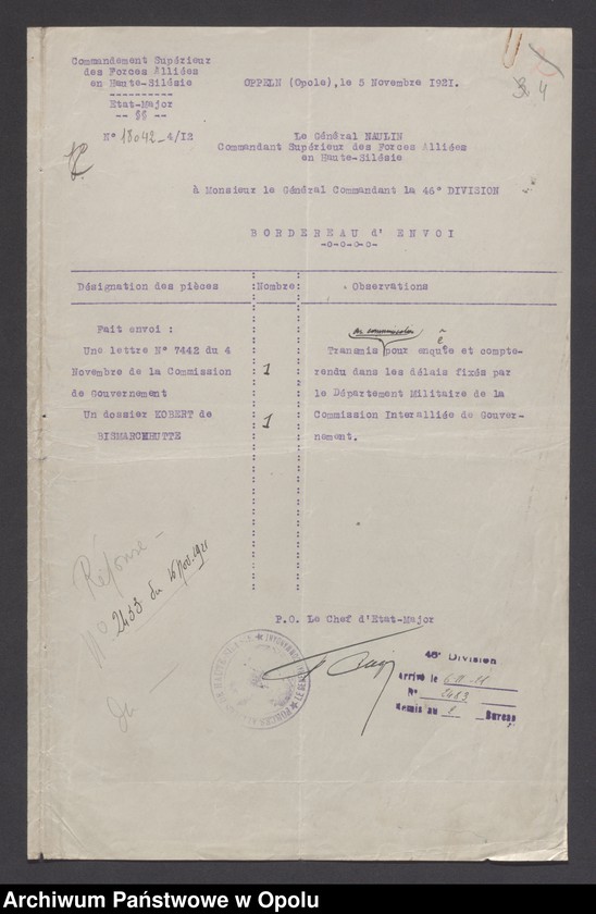 image.from.unit.number "/Korespondencja dotycząca spraw spornych: wypadki, incydenty - pisma, sprawozdania, raporty/ XI 1921"