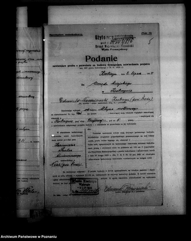 image.from.unit.number "Zatwierdzenie zakładu przemysłowego /młyna motorowego/ E. Raczniewskiego w Kostrzynie powiat średzki"