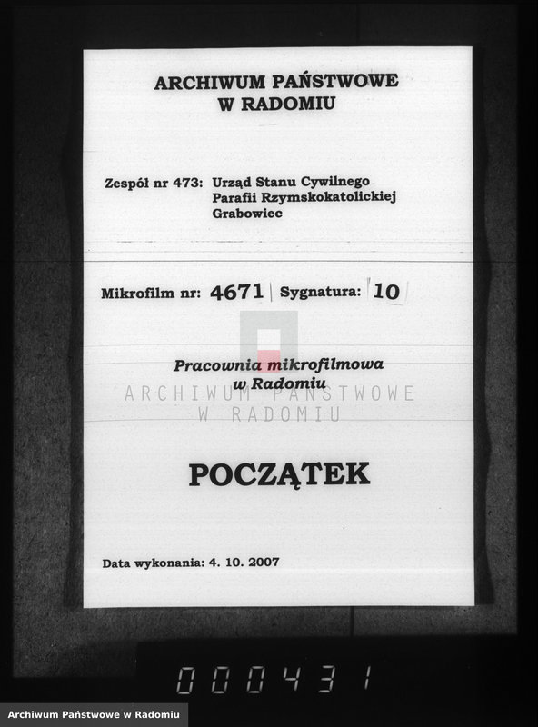 image.from.unit.number "[Duplikat akt urodzonych, zaślubionych i zmarłych parafii Grabowiec za 1883 r.]"