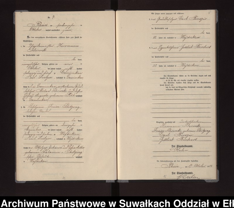 image.from.unit.number "Heiraths-Neben-Register des Königlichen Preussischen Standes-Amtes Gneist Kreis Loetzen"