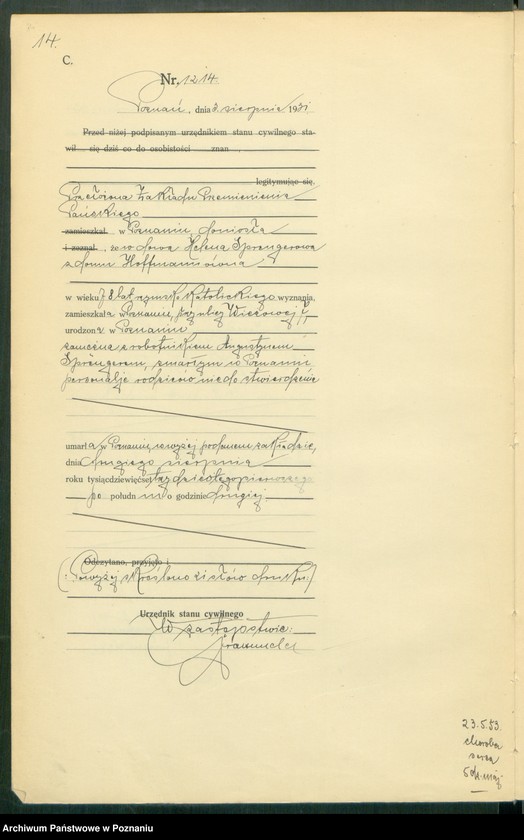 Obraz 16 z jednostki "Księga miejscowa zgonów tom III [Rejestr główny zgonów]"