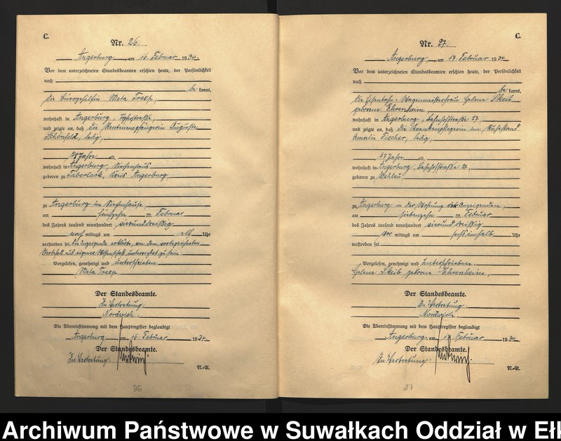 image.from.unit.number "C2. Sterbe - Register (Neben - Register) Standesamt Angerburg Ostpr. einschl. der Standesamtsbezirk Gross Strengeln, Kehlen und Prinowen"