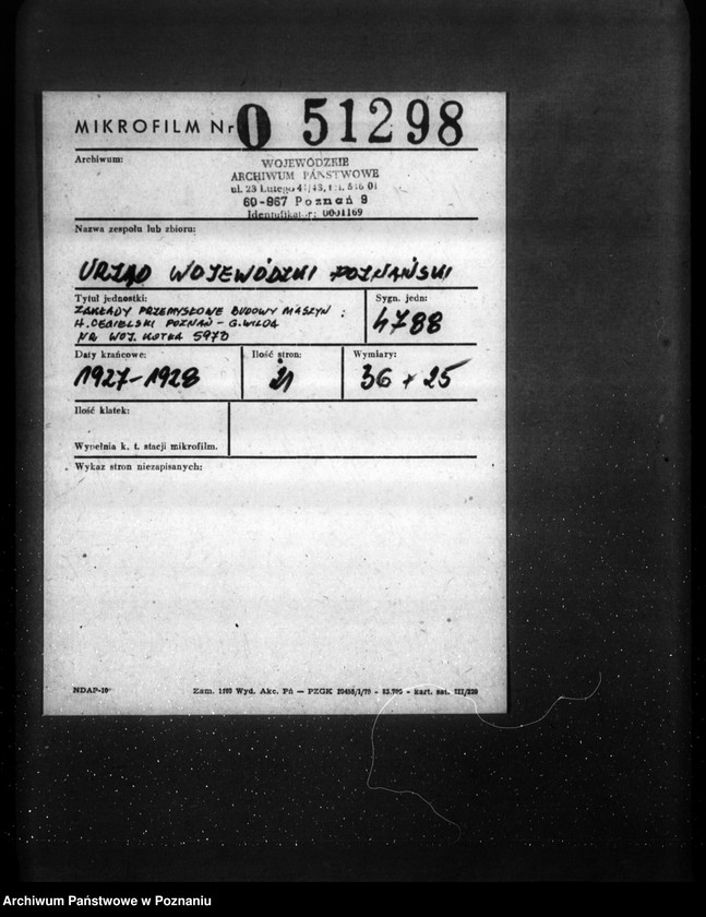 image.from.unit.number "Zakłady Przemysłowe Budowy Maszyn H. Cegielski Poznań - G. Wilda nr woj. kotła 5973"