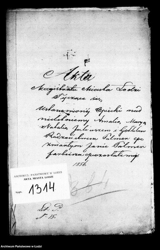 Obraz 4 z jednostki "Akta tyczące się ustanowienia opieki nad nieletnimi Amalią, Marią, Natalią, Juliuszem i Gotlibem Palmer po zmarłym Janie Palmer farbiarzu"