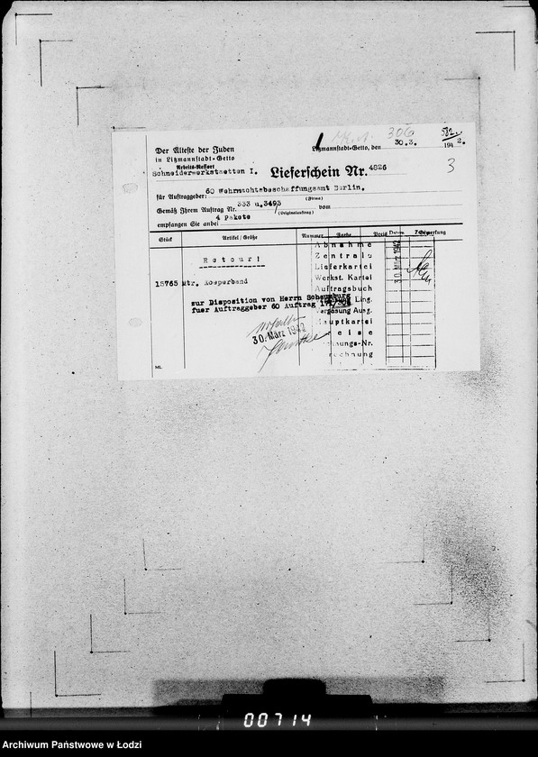 Obraz 7 z jednostki "306 Rucksack. Rücklieferung"