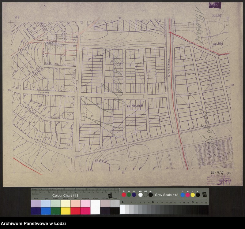 Obraz 1 z jednostki "Plan m. Łodzi 1:2000 z oznaczeniem podziału miasta na Obwody Komitetów Blokowych. Sekcja NO62"