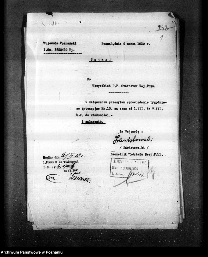 Obraz 5 z jednostki "Sprawozdania sytuacyjne tygodniowe za czas od 1 marca do dnia 28 marca 1929 r. /nr 10-13/"