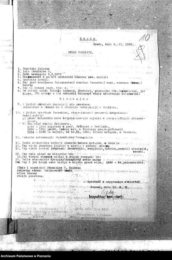 Obraz 14 z jednostki "Pow. lekarz Weterynaryjny Środa"