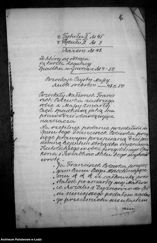 Obraz 20 z jednostki "Akta tyczące się ustanowienia opieki nad nieletnimi Adolfem, Juliuszem i Karoliną rodzeństwem Poleka po zmarłej Rozalii z Dyznerów Polewce"