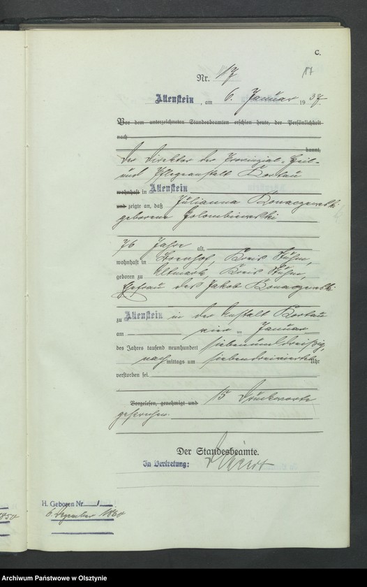 image.from.unit.number "Sterbe-Haupt-Register Tom I, Nr 1-351"