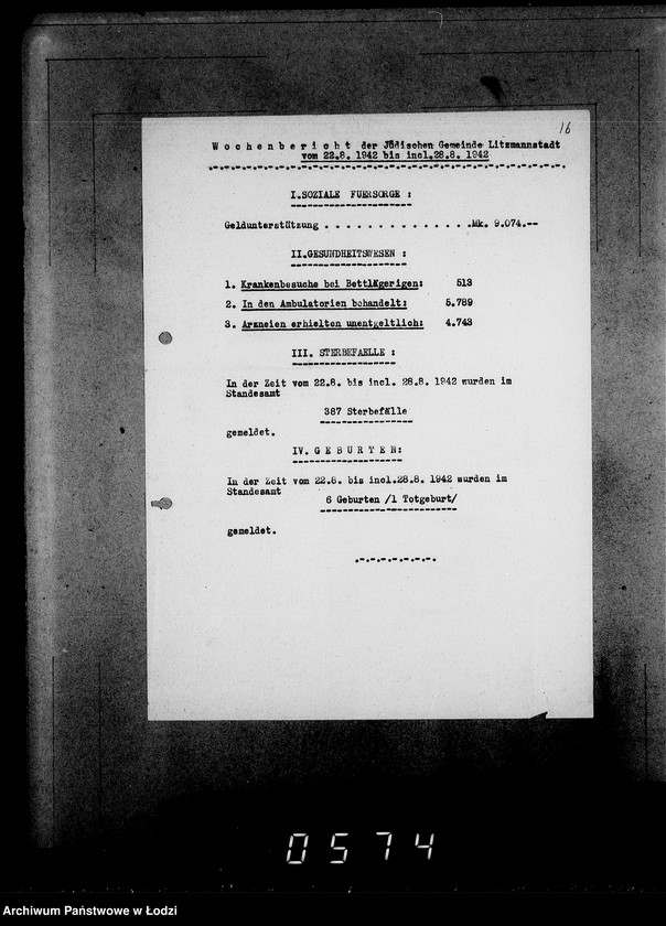 Obraz 20 z jednostki "Wöchentliche (monatliche) Tätigkeitsberichte des Ältesten der Juden"