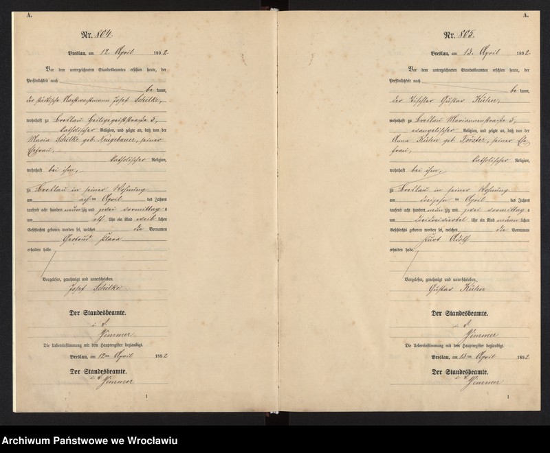 image.from.unit.number "Geburts-Neben-Register Breslau I 1892 Band 3"