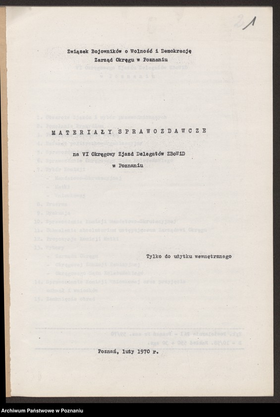 Obraz 9 z jednostki "Materiały sprawozdawcze na Vl Okręgowy Zjazd Delegatów Związku Bojowników o Wolność i Demokrację w Poznaniu."