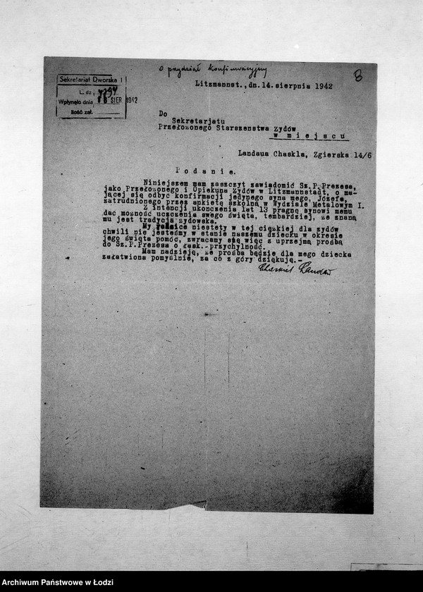 Obraz 11 z jednostki "[Podania o pracę i zasiłek pieniężny]"