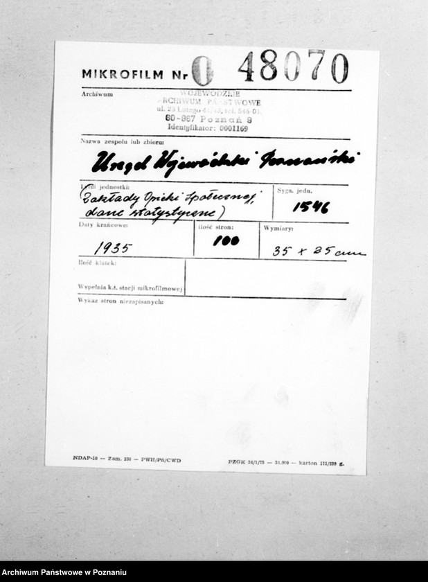 Obraz 2 z jednostki "/Zakłady Opieki Społecznej, dane statystyczne/"