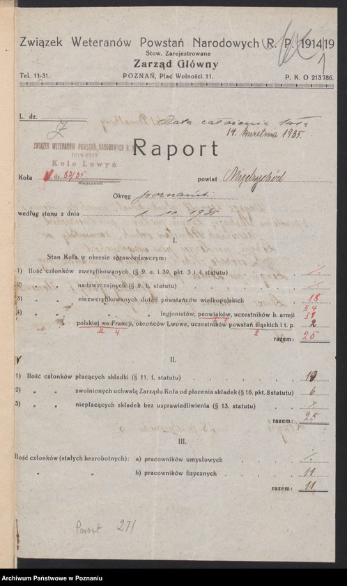 Obraz 3 z jednostki "Łowyń, powiat Międzychód - akta koła."