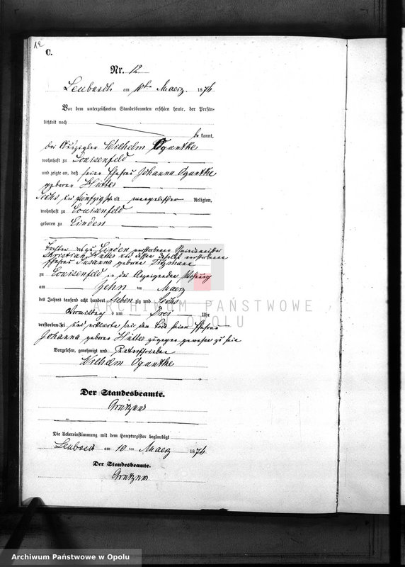 image.from.unit.number "Sterbe-Neben-Register des Königlichen Standes Amt Leubusch Jahrgang 1876"