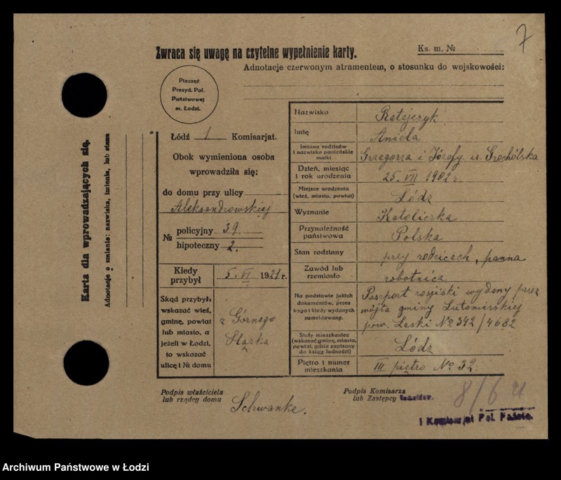 image.from.unit.number "[Spis ludności Łodzi] Ratajczyk-Ratke"