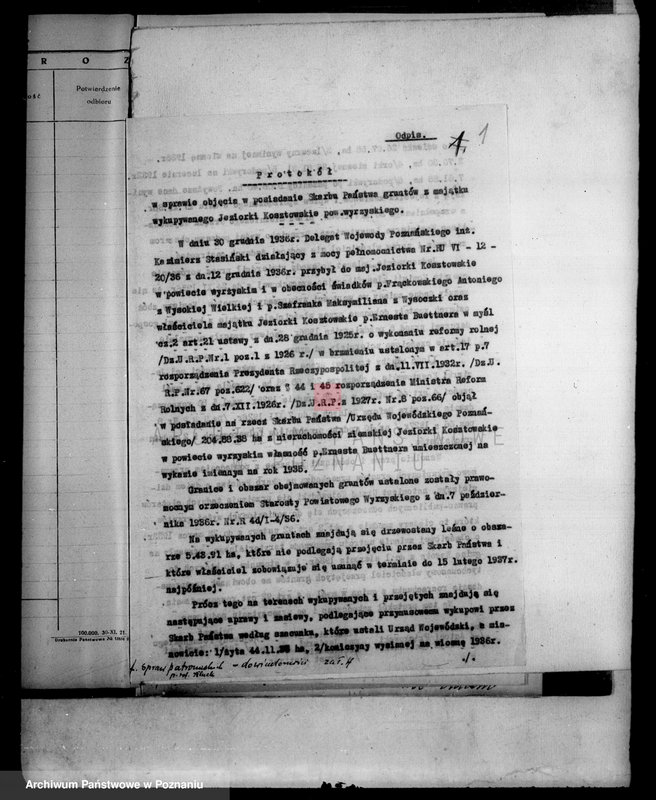 Obraz 5 z jednostki "Jeziorki-Kosztowskie odprawy z art.. 44 ustawy o wykonaniu reformy rolnej"