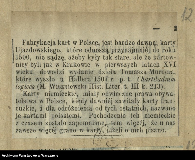 Obraz 14 z kolekcji "Karciane rozgrywki warszawskie111"