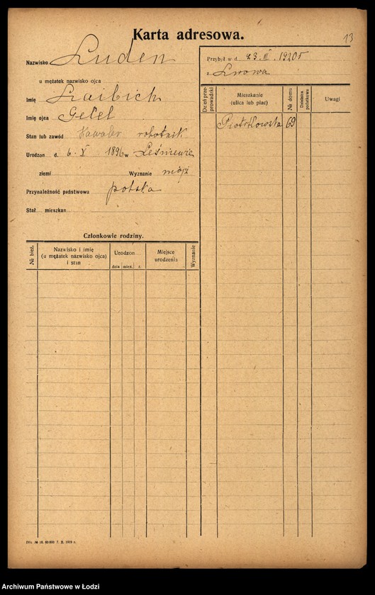 Obraz 15 z jednostki "[Spis ludności Łodzi] Luda - Łukańska"