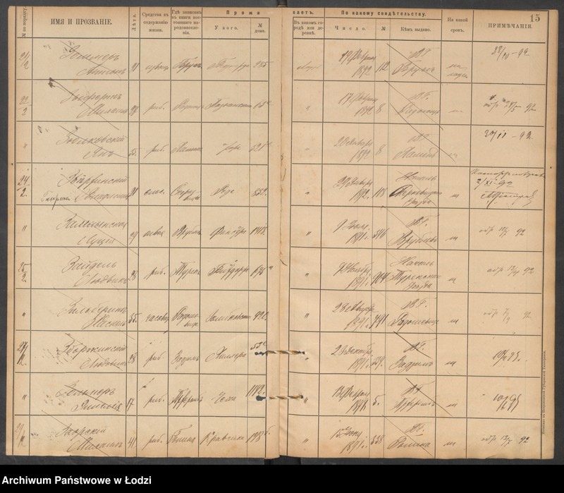 Obraz 17 z jednostki "[Księga ludności niestałej m. Łodzi lit. Z]"