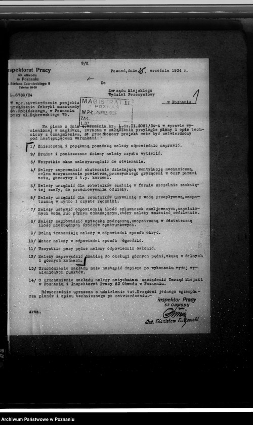 Obraz 5 z jednostki "Zatwierdzenie zakładu przemysłowego /Fabryki musztardy/ St. Robińskiego w Poznaniu"