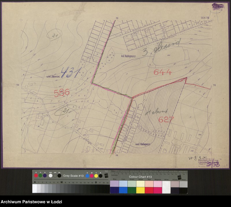 Obraz 1 z jednostki "Plan m. Łodzi 1:2000 z oznaczeniem podziału miasta na Obwody Komitetów Blok. Sekcja NW73"