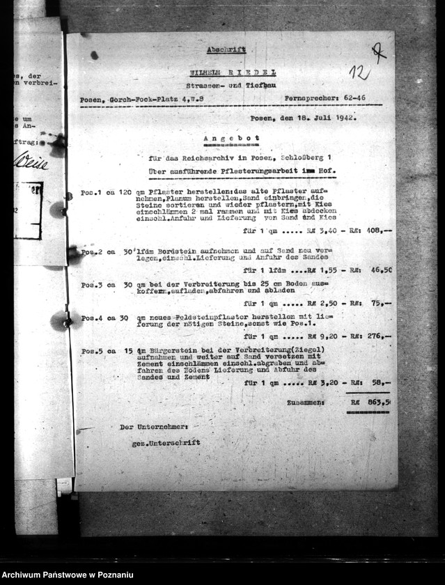 Obraz 16 z jednostki "Umbau des Reichsarchivs zu Posen"