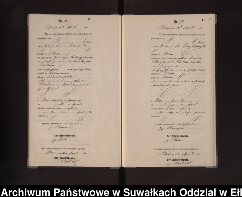 Obraz 14 z jednostki "Sterbe-Neben-Register des Preussischen Standes-Amtes Rhein Kreis Loetzen"