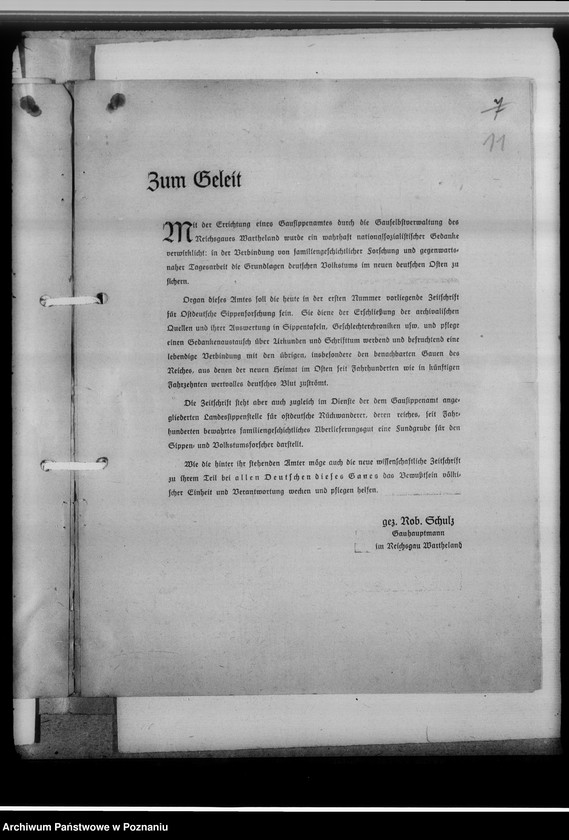 Obraz 17 z jednostki "Veröffentlichungen. Zeitschrift für Ostdeutsche Sippenforschung [przedmowa wydawcy do pierwszego zeszytu czasopisma]"