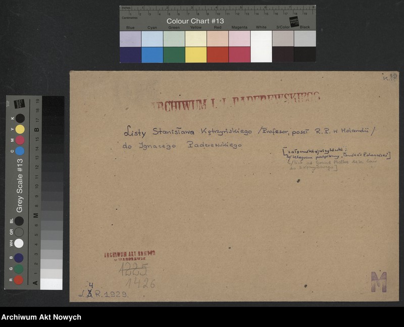 image.from.unit.number "Kętrzyński Stanisław (profesor, poseł RP w Holandii); Załączniki: a) telegram podpisany "Amitiés Polonaises"; b) kopia listu T. Du Monceau; L.4"