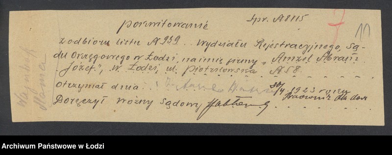 Obraz 13 z jednostki "Amzel Abram Józef- sprzedaż manufaktury i przędzy"