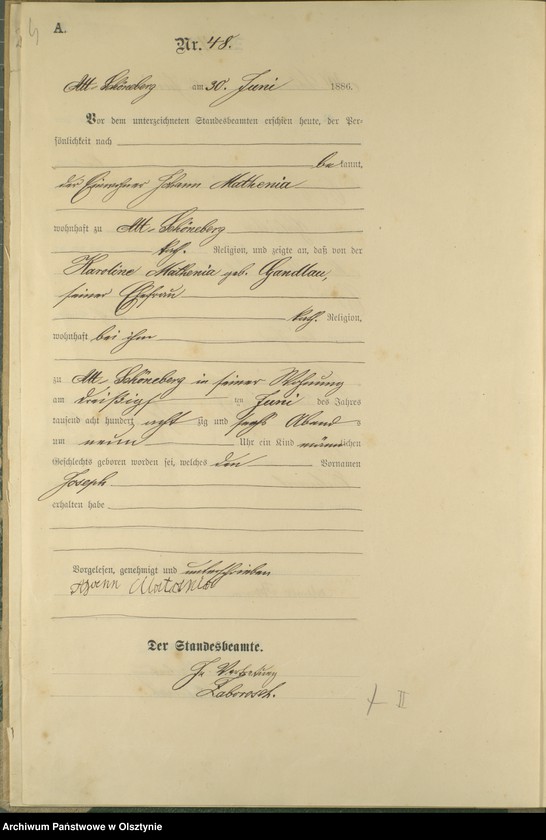 image.from.unit.number "Geburts-Haupt-Register Tom I,Nr 45 - 60"