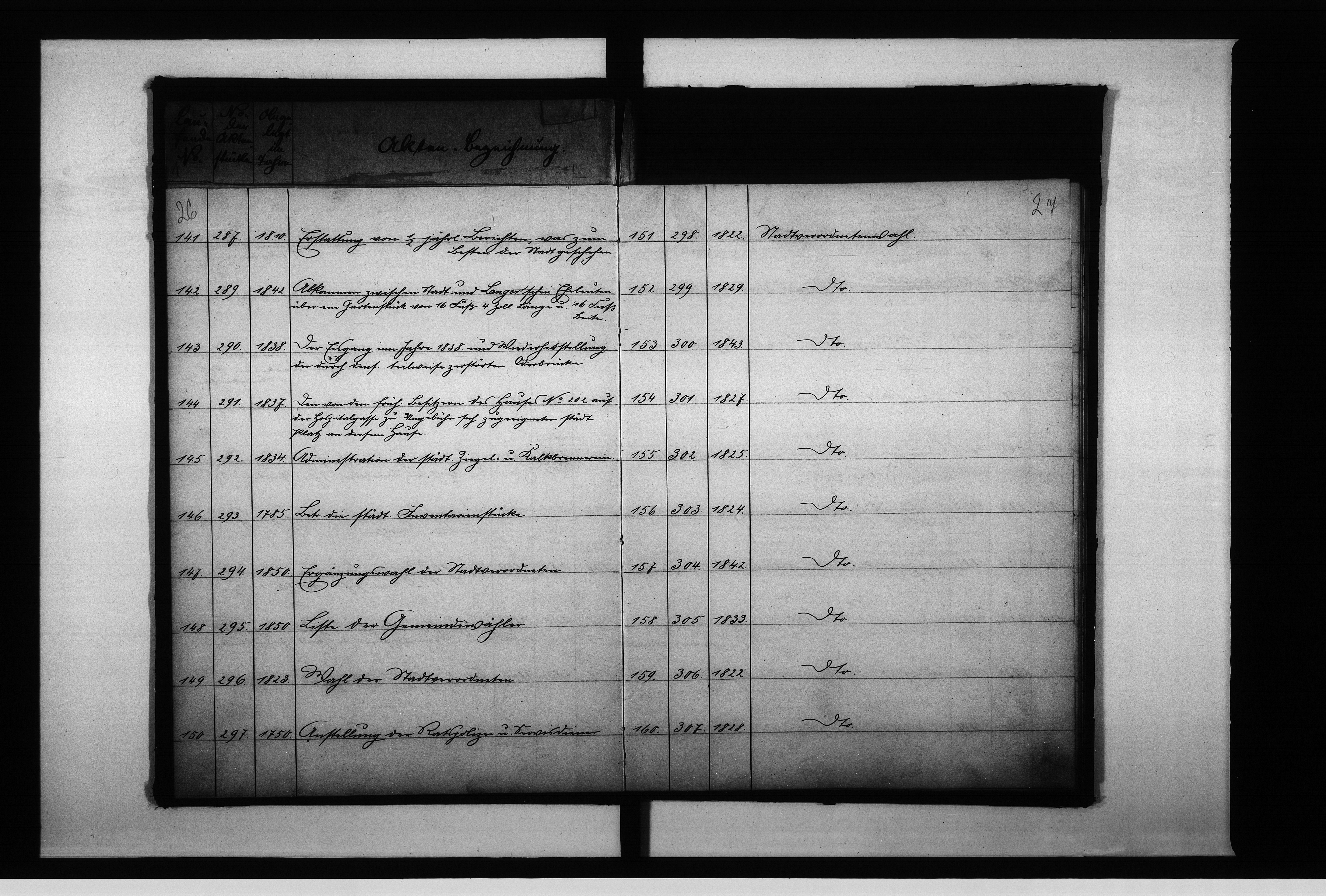 image.from.unit.number "Verzeichniss I über diejenigen Akten welche dem Staats Archiv Breslau übersandt worden sind"