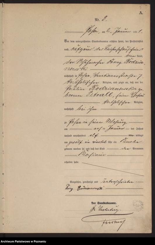 Obraz 4 z jednostki "Księga miejscowa urodzeń tom I [Rejestr główny urodzeń]"