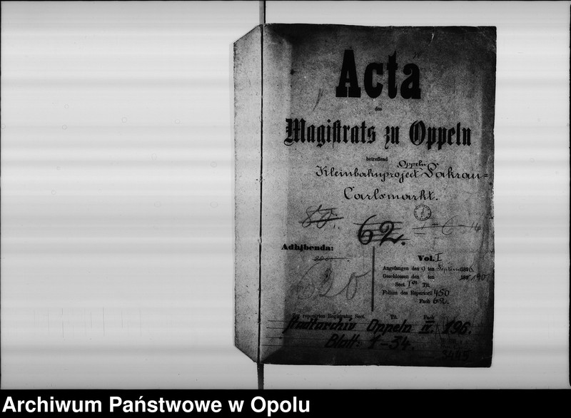 Obraz 4 z jednostki "Acta des Magistrats zu Oppeln betreffend Kleinbahnproject Oppeln-Sakrau-Carlsmarkt Vol. I"