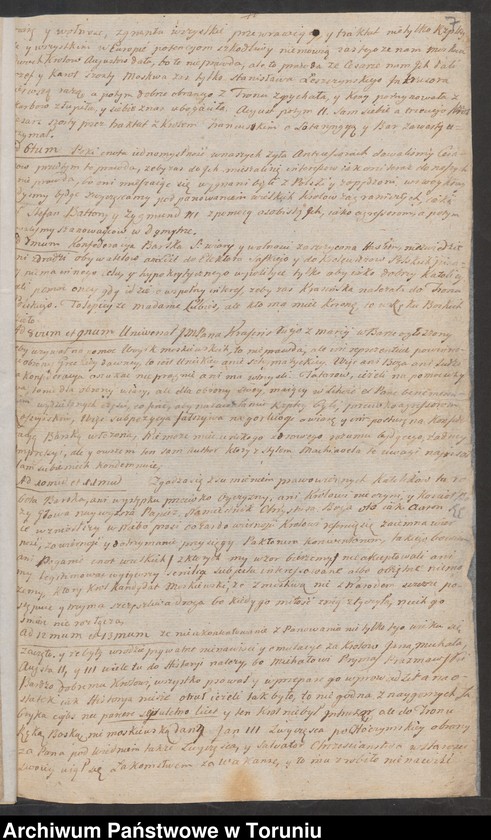 image.from.unit.number "List od króla Stanisława Augusta pisany do kasztelana inowrocławskiego Skarbka z 10.VI.1768 i odpowiedź na niego od Skarbka"