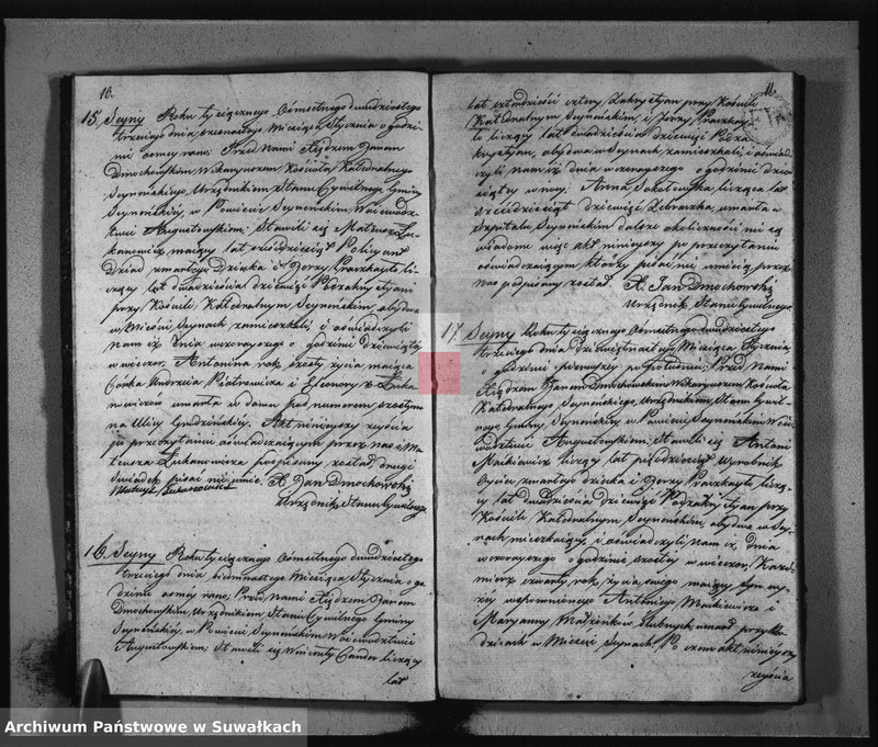 image.from.unit.number "Akta zmarłych gminy seyneńskiey w roku 1823."