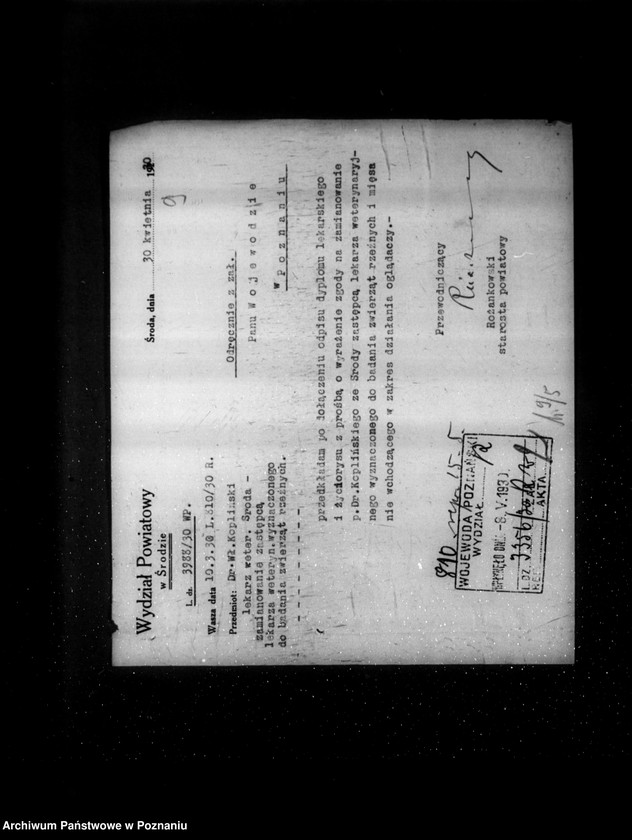 Obraz 13 z jednostki "Akta osobowe lekarza weterynarii dr. Władysława Kaplińskiego"