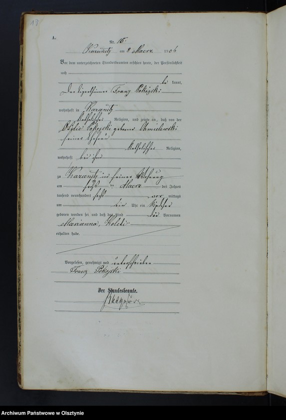 Obraz 19 z jednostki "Geburts-Haupt-Register Nr 1 -85, 1-77, 1-92, 1-76"