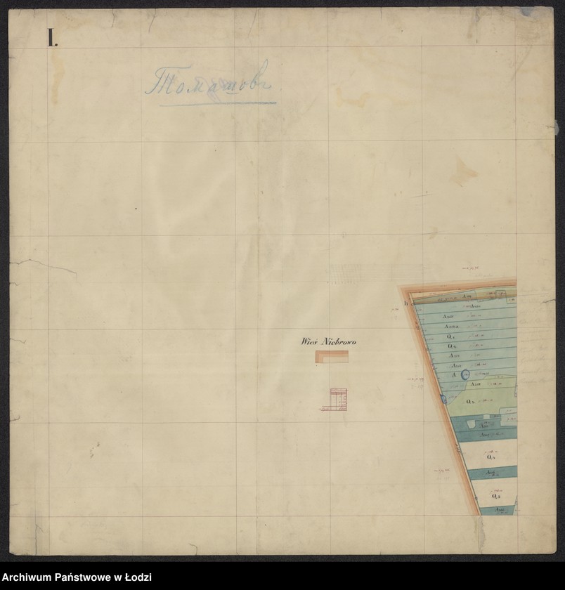 Obraz 1 z jednostki "Pierworys pomiaru territorium Miasta Tomaszowa Mazowieckiego z przyległymi gruntami i lasami do dóbr Tomaszowa należącymi ..."