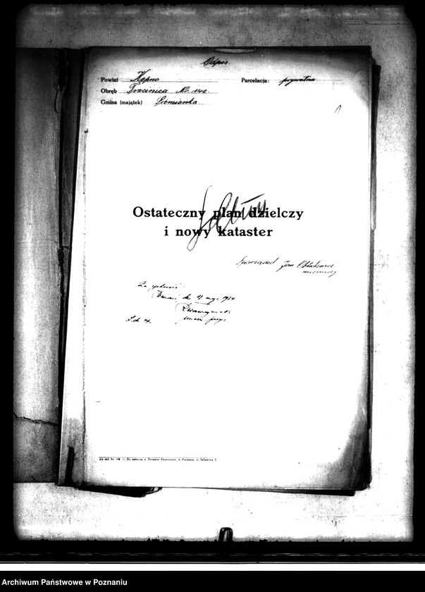 Obraz 5 z jednostki "Ostateczny plan dzielczy i nowy kataster majątku Trzcinica powiatu kępińskiego parcelacja prywatna"