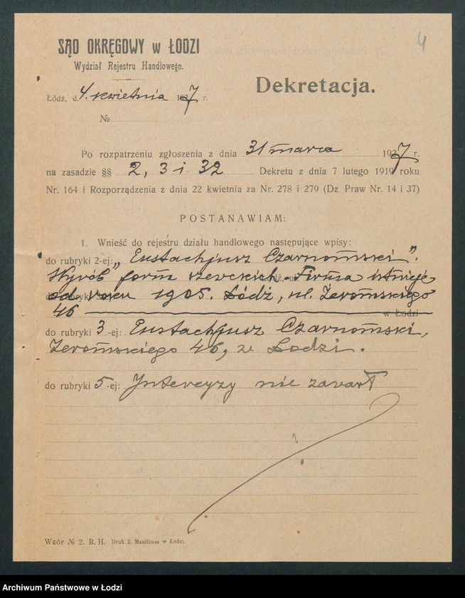 Obraz 6 z jednostki "Eustachjusz Czarnowski- wyrób form szewskich"