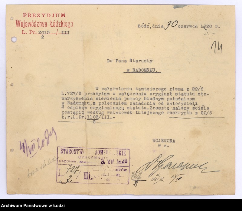 Obraz 17 z jednostki "Żydowskie Stowarzyszenie Niesienia Pomocy Biednym Położnicom w Radomsku"