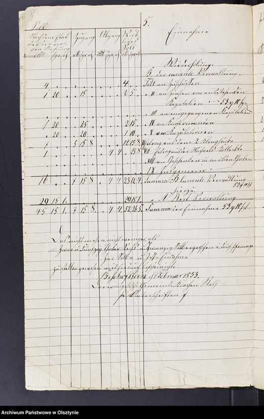 image.from.unit.number "Jahres Rechnung über die Verwaltung der evangelischen Kirchspiels Schul Kasse zu Bischofstein"