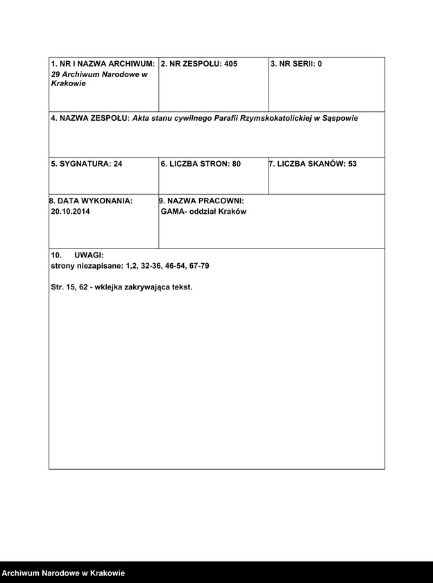 Obraz 4 z jednostki "Duplikat aktów urodzeń, małżeństw i zgonów Parafii Rzymsko-Katolickiej Sąspów"